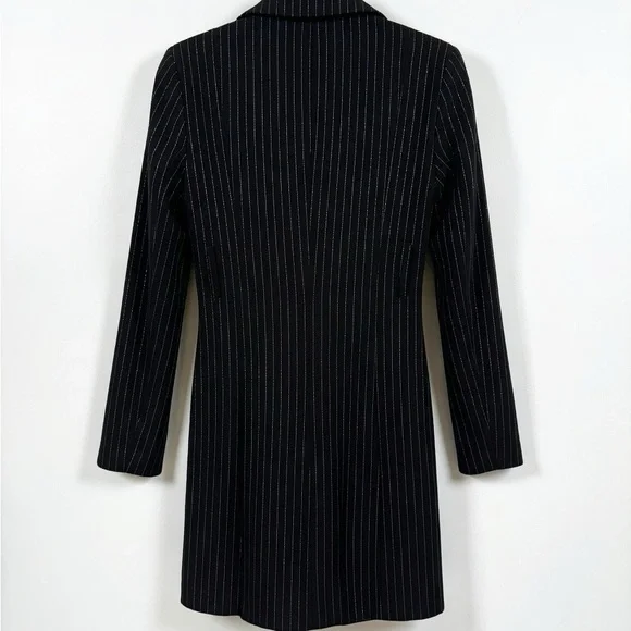 Manière De Voir Black Metallic Pinstripe Blazer Dress w Zip Hem- Size 2 XS/S - Picture 4 of 5